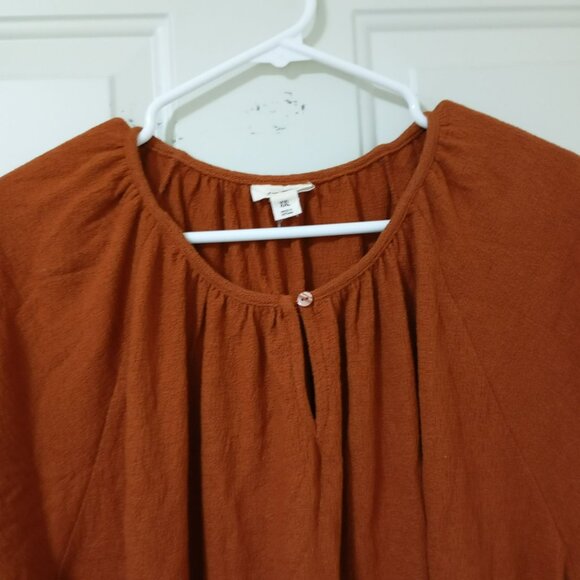 a.n.a A New Approach Womens Rust Blouse Size XXL With Bell Sleeves - Picture 4 of 11